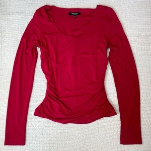 Whimsigoth Y2K Karen Kane Crimson Ruched Tee Vampire Aesthetic Top M